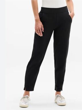 ATHLETA Black Brooklyn Ankle Pants 6 Ribbed Side Stripe /4 Pockets /Hem Slits